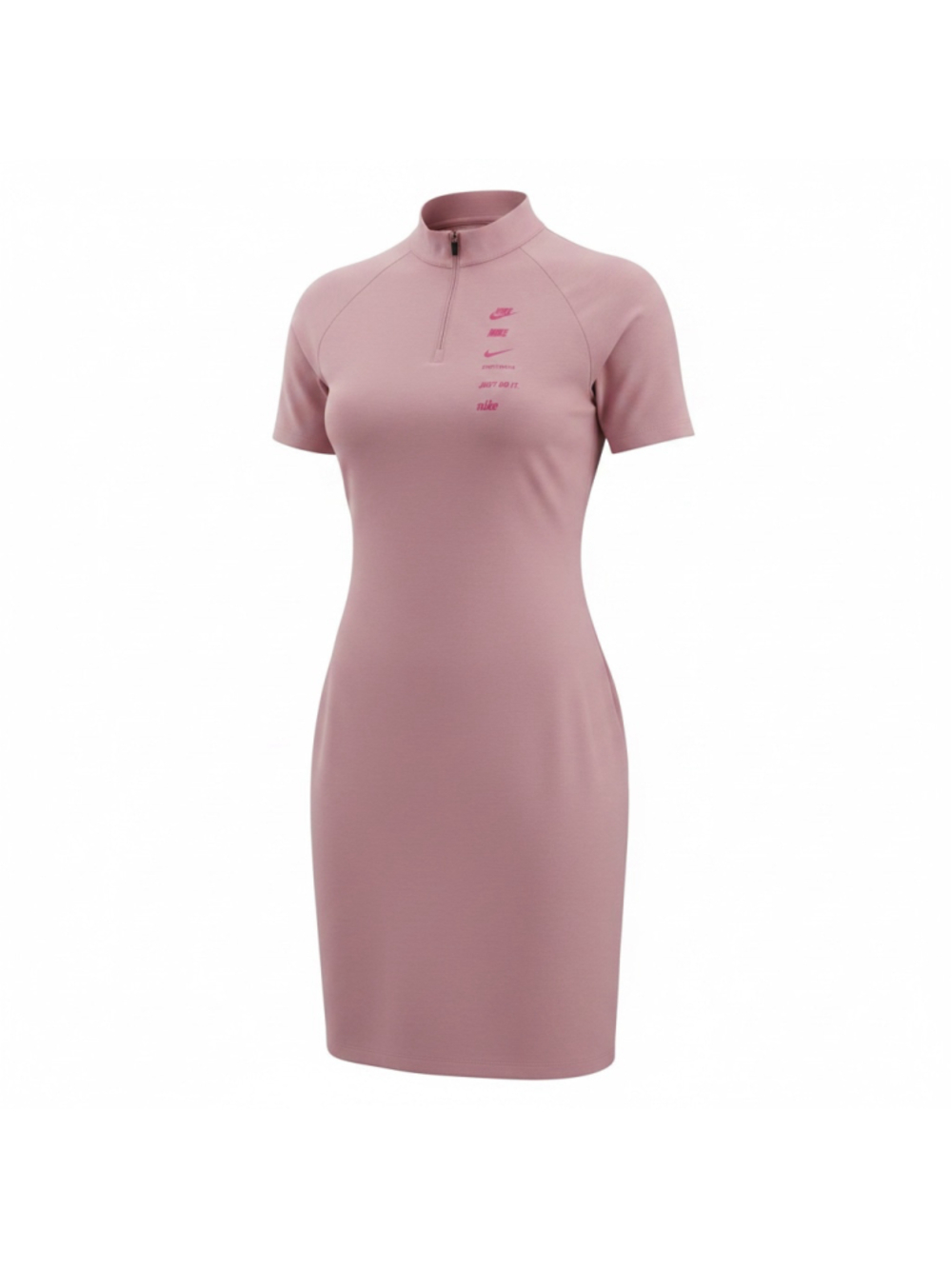 Nike Women’s Size M Pink Swoosh Just Do It 1/4 Zip Short Sleeve Dress